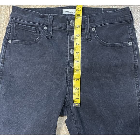 Madewell 10” High Rise Skinny Jeans Button Fly Size 27P Women’s Black Denim - Picture 4 of 13